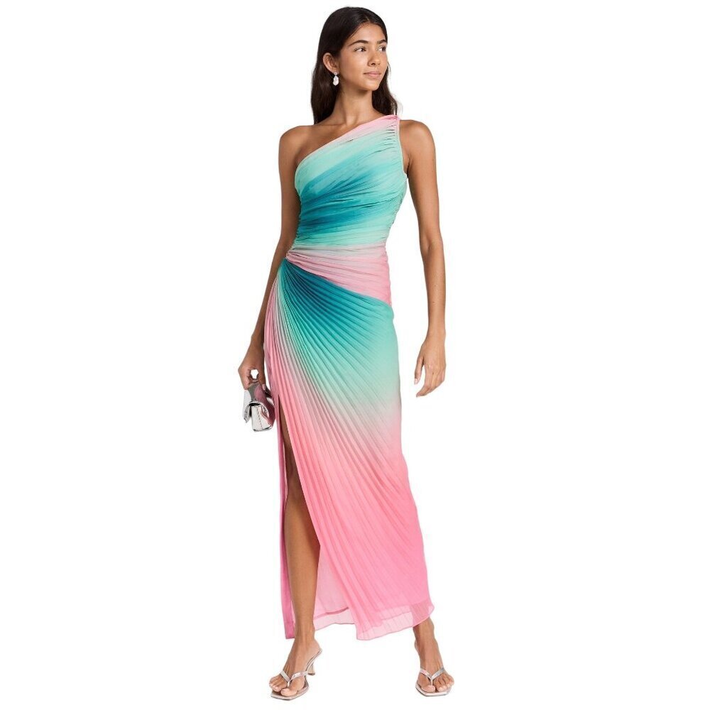 Rococo Sand Maxi Dress in Ombre Small New Womens One Shoulder Cocktail